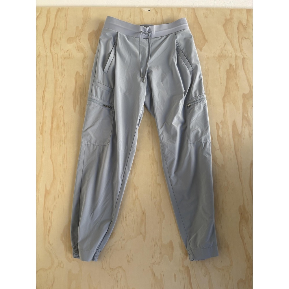 Athleta Go Far Travel Pants Womens 4 Gray Jogger Elastic Waist Zip Pockets